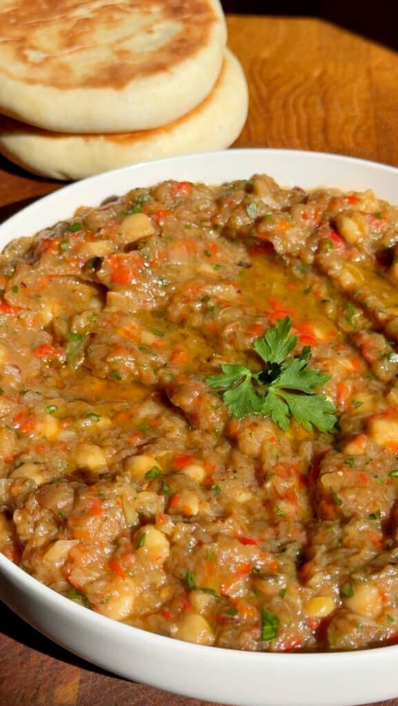 Roasted Eggplant And Chickpea Salad