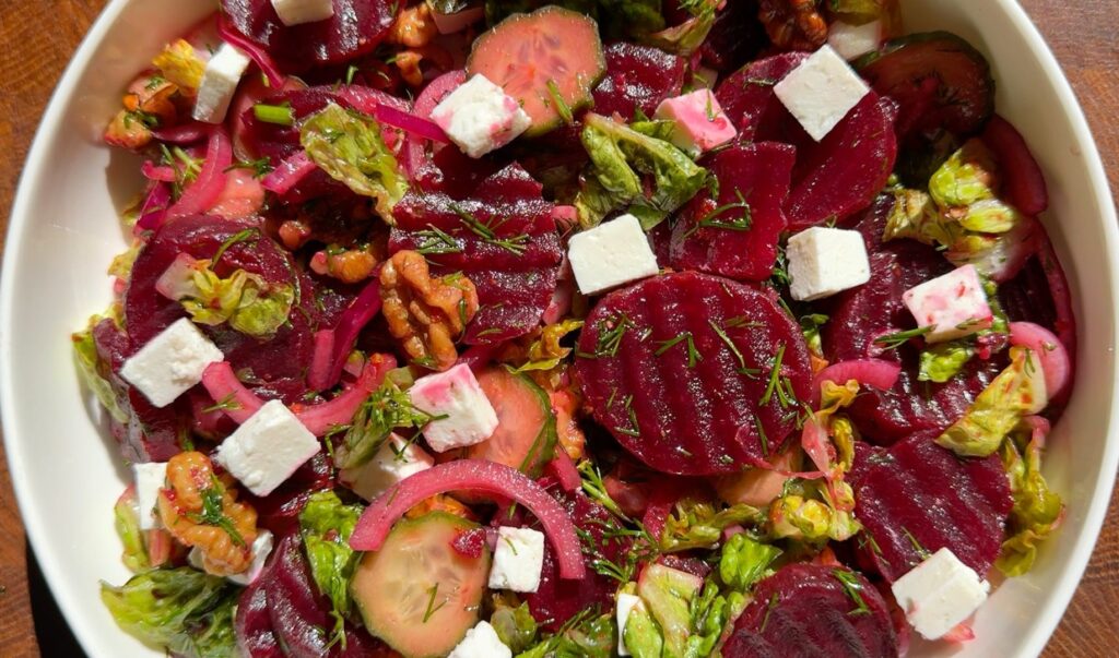 Easy Beet Salad with Feta and Cucumbers