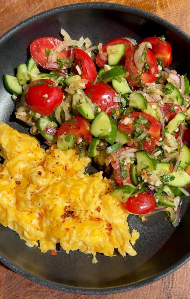 Easy Cucumber Tomato and Onion Salad with Lemon Garlic Dressing (5 Minutes Recipe)