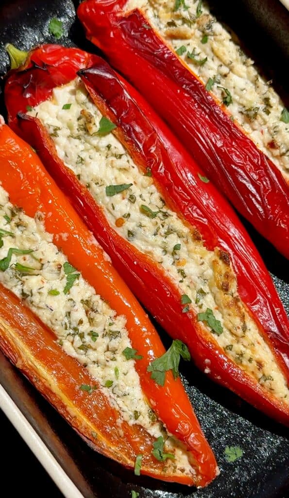 Greek Style Stuffed Peppers with Feta (Florina Peppers Recipe)