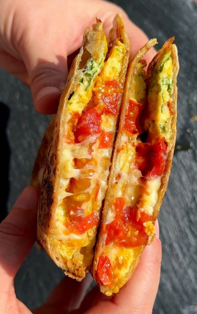 One-Pan Tomato Egg Breakfast Wrap