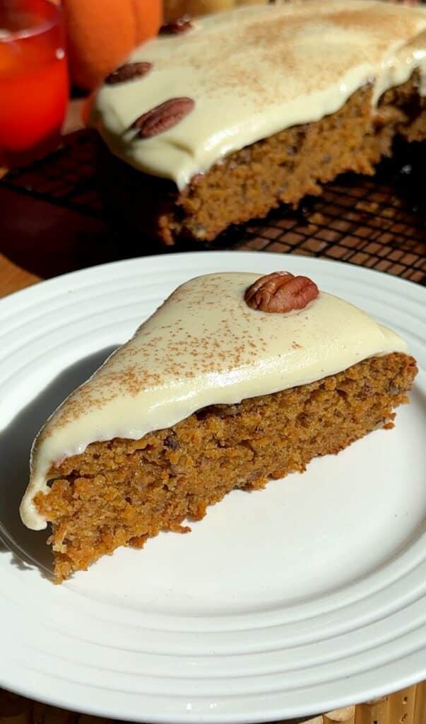 Carrot Cake with Mascarpone Cream and Pecans