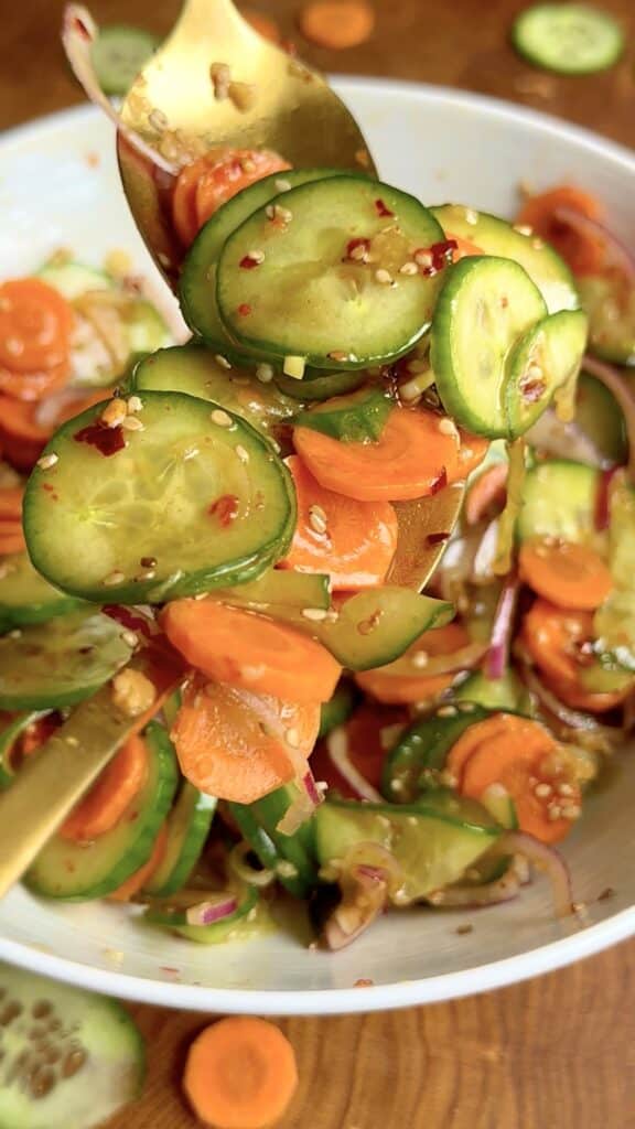 Cucumber & Carrot Salad with Asian Sesame Dressing