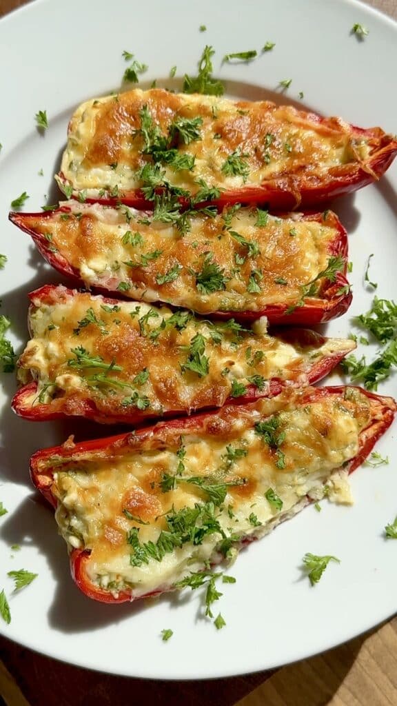 Feta Stuffed Peppers with Mozzarella
