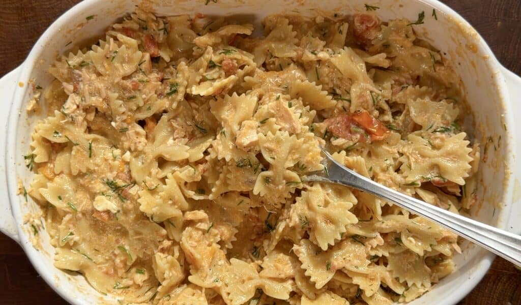 Baked Feta Salmon Pasta