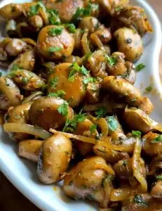German Christmas Market Mushrooms with Garlic Sauce