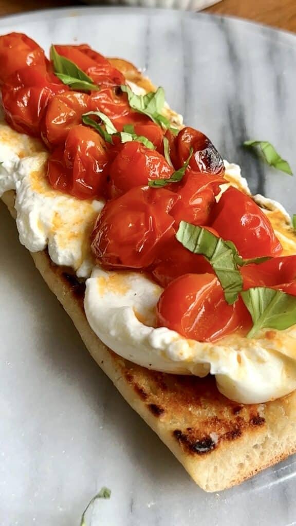 Creamy Burrata & Roasted Tomato Garlic Toast