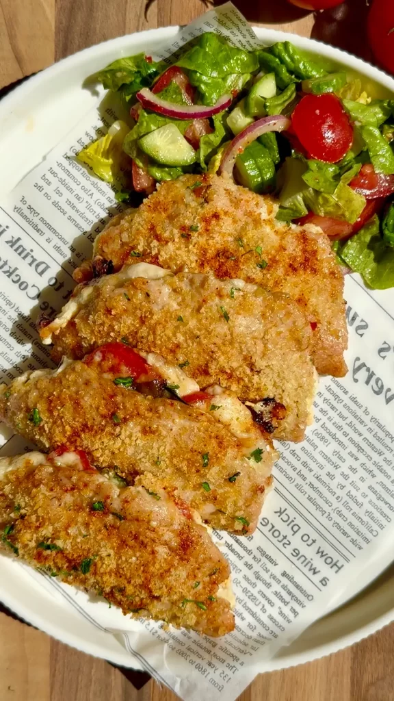 Baked Chicken Stuffed Pockets with Spinach & Cheese ready for serving